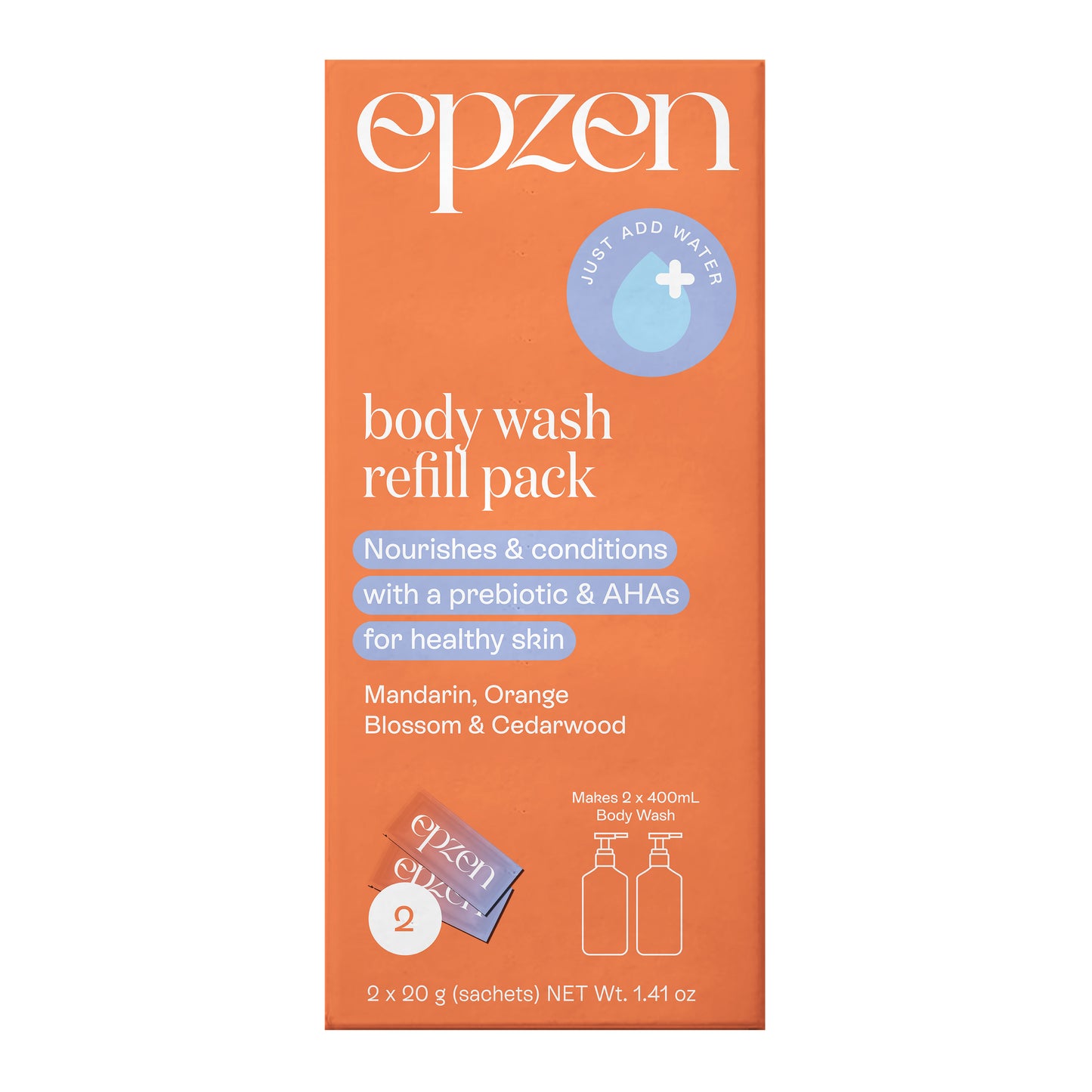 Body Wash Refill Sachets - Mandarin, Orange Blossom and Cedarwood