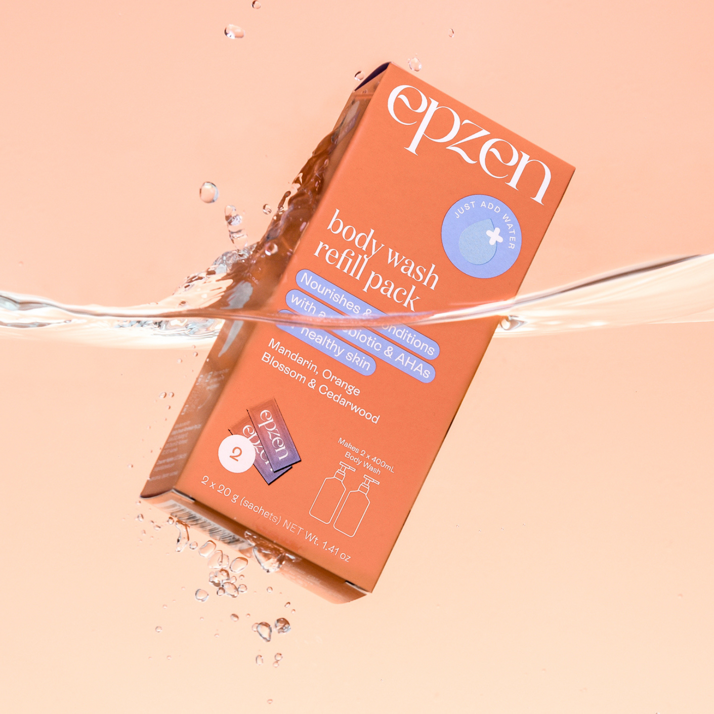 Body Wash Refill Sachets - Mandarin, Orange Blossom and Cedarwood