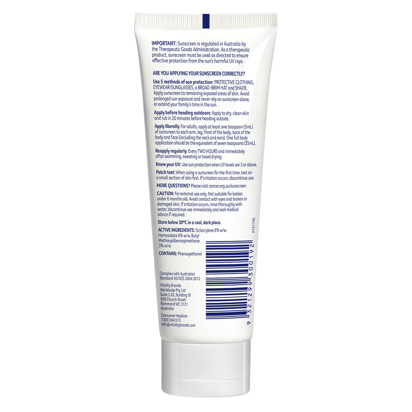 Moisturiser for Face & Body SPF50+ 4HR Water Resistant